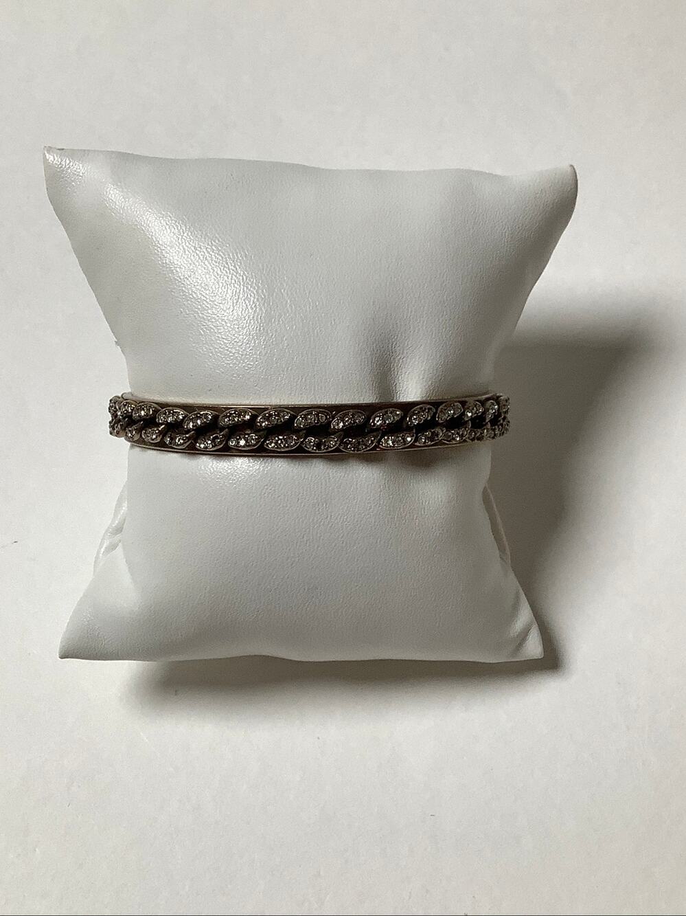 J.Crew Preppy Gold-Tone Rhinestone Braided Design Cuff Bracelet Glam F18-28
